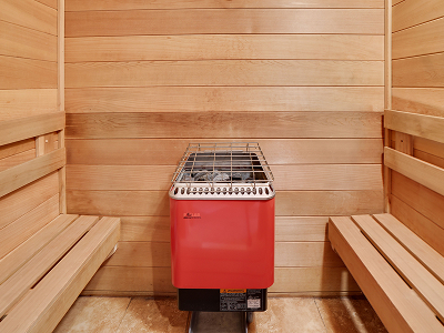 Cozy sauna to warm up after skiing or hot tub